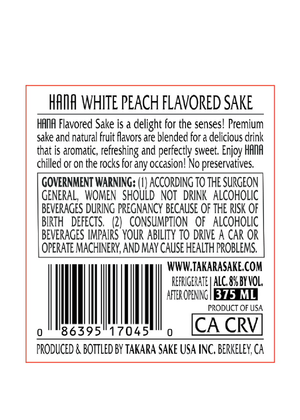 HANA White Peach Flavored Sake View 6
