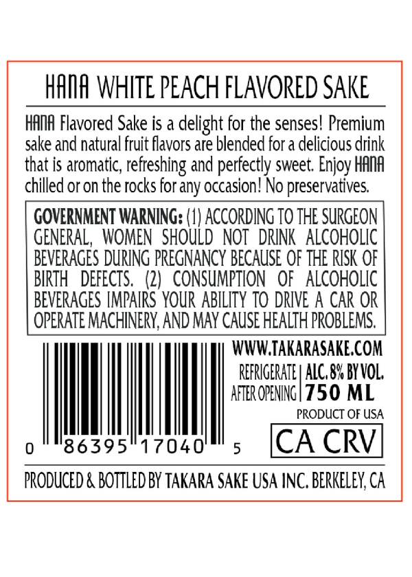 HANA White Peach Flavored Sake View 4