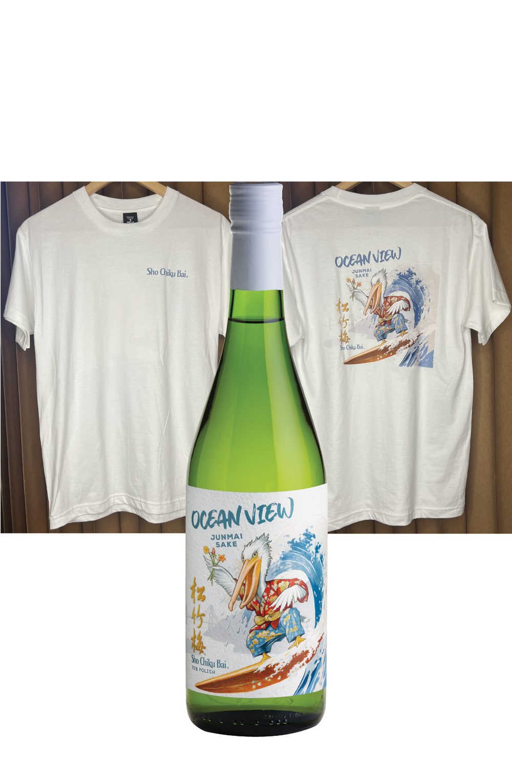 Ocean View T-Shirt/Bottle Combo – Takara Sake